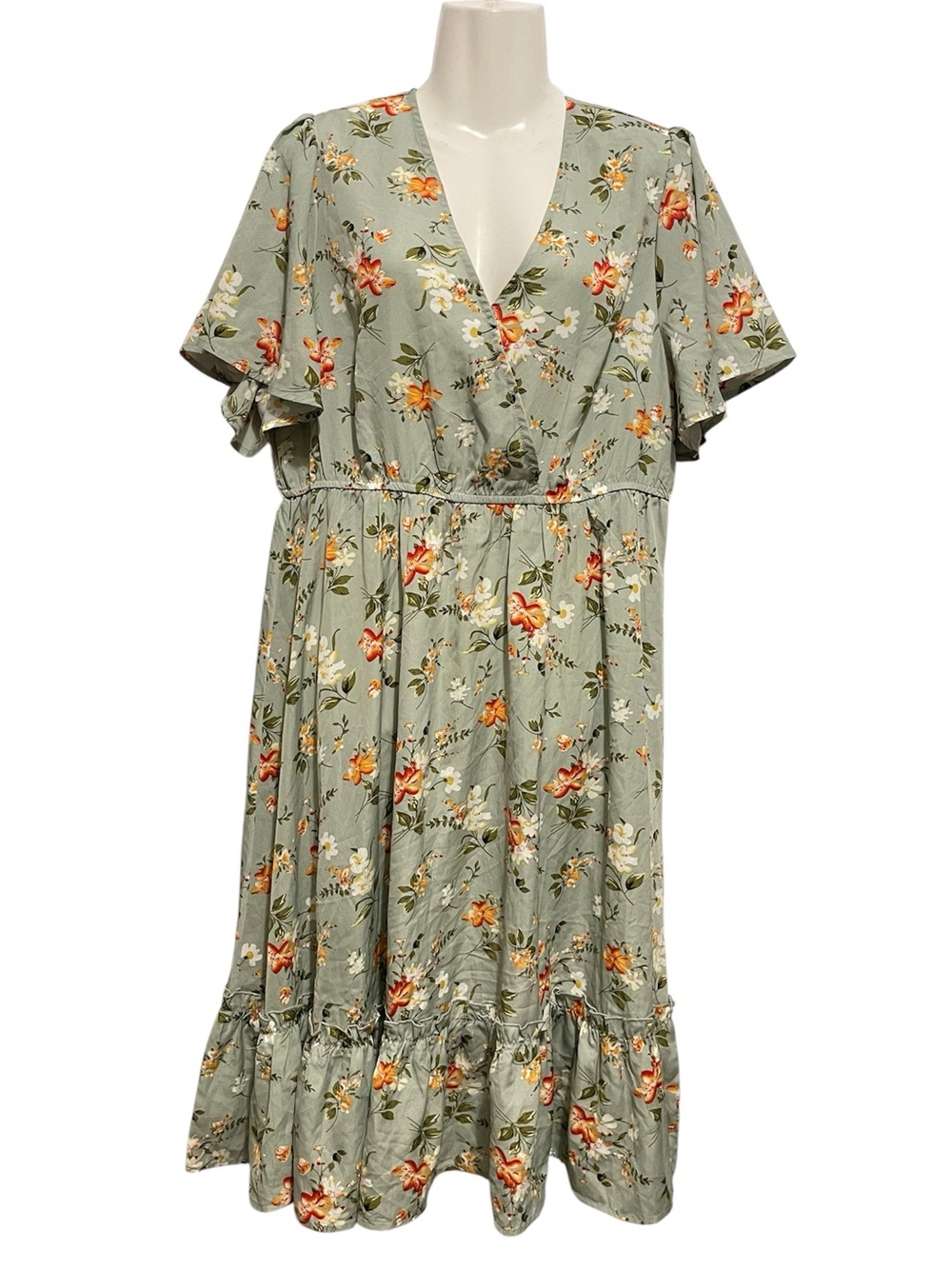 BloomChic Sage Green Floral Midi Dress - Picture 3 of 8
